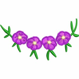 Matriz de Bordado 4 Flores Violetas, 6 Tamaños,Diseño Floral Elegante, Descarga Instantánea