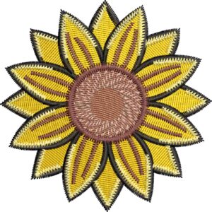 Matriz de Bordado Girasol, 8 Tamaños, Diseño Floral Natural, Descarga Instantánea