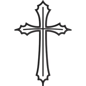 Archivo de Bordado Religioso – Cruz de Contorno Minimalista (5 tamaños)