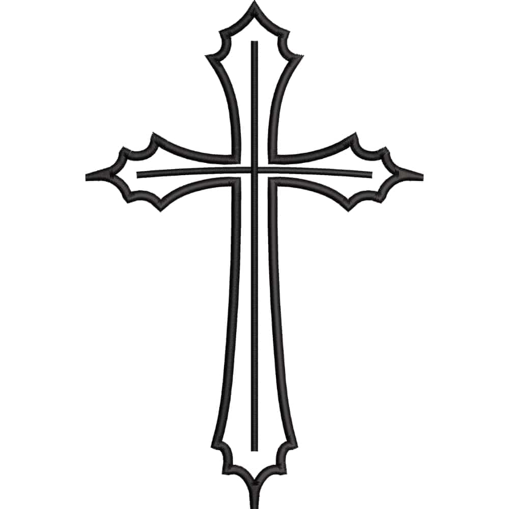 Archivo de Bordado Religioso – Cruz de Contorno Minimalista (5 tamaños)