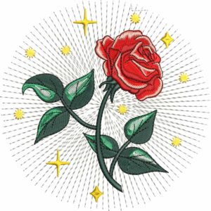 Matriz de Bordado Rosa Única, 10 Tamaños, Diseño Floral Elegante, Descarga Instantánea