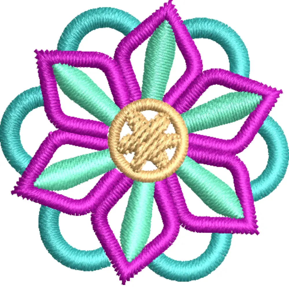 Matriz de Bordado Flor Geométrica Pequeña, 3 Tamaños, Diseño Minimalista, Descarga Instantánea