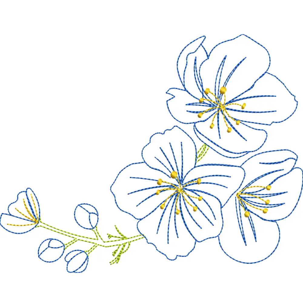 Pack de Matrices de Bordado Flores en Punto Corrido, 3 Diseños Florales, Descarga Instantánea - Imagen 3