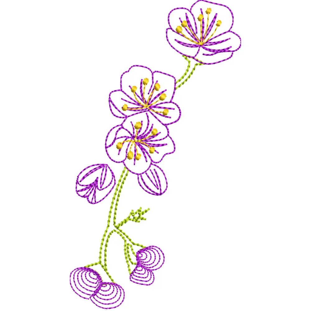 Pack de Matrices de Bordado Flores en Punto Corrido, 3 Diseños Florales, Descarga Instantánea - Imagen 2