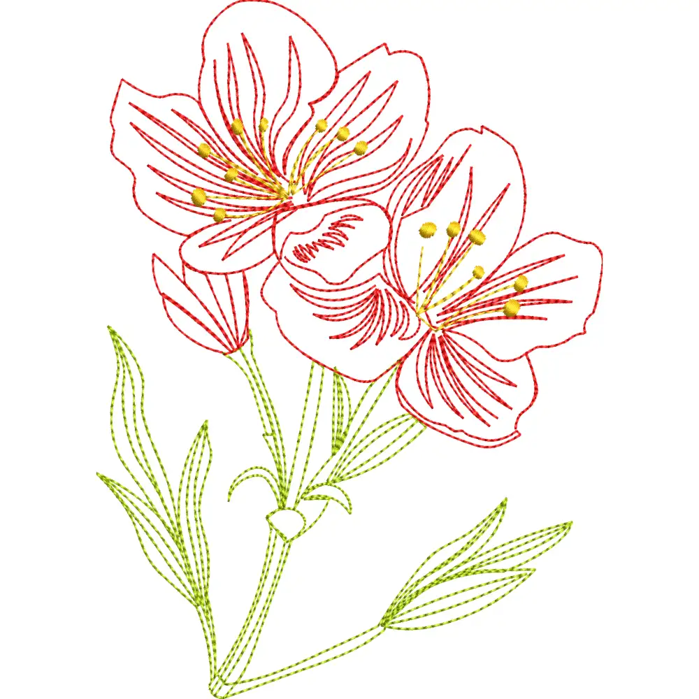 Pack de Matrices de Bordado Flores en Punto Corrido, 3 Diseños Florales, Descarga Instantánea