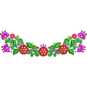 Matriz de Bordado Conjunto Floral en Curva, 4 Tamaños, Diseño Elegante, Descarga Instantánea