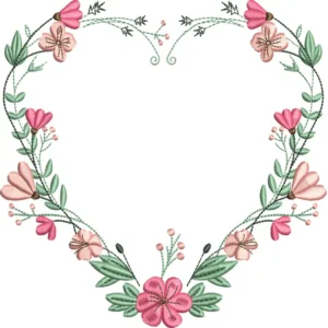 Marco Floral en Forma de Corazón – Archivo de Bordado Digital Elegante3
