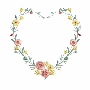 Marco Floral en Forma de Corazón – Archivo de Bordado Digital Elegante5