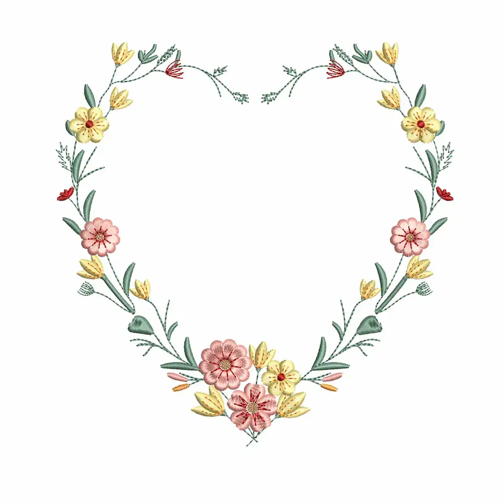 Marco Floral en Forma de Corazón – Archivo de Bordado Digital Elegante5