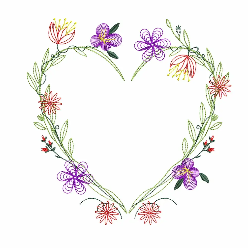 Marco Floral en Forma de Corazón – Archivo de Bordado Digital Elegante4