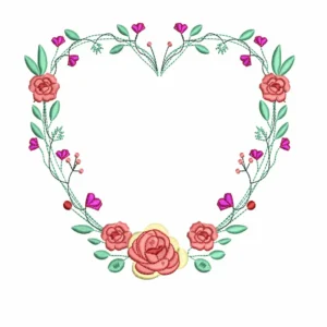 Marco Floral en Forma de Corazón – Archivo de Bordado Digital Elegante1