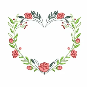 Marco Floral en Forma de Corazón – Archivo de Bordado Digital Elegante2
