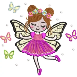 🦋 Hada Bailarina con Mariposas – Matriz de Bordado Infantil Mágica