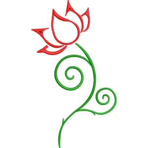 Matriz de Bordado Rosa Minimalista, 5 Tamaños, Diseño Floral Elegante, Descarga Instantánea