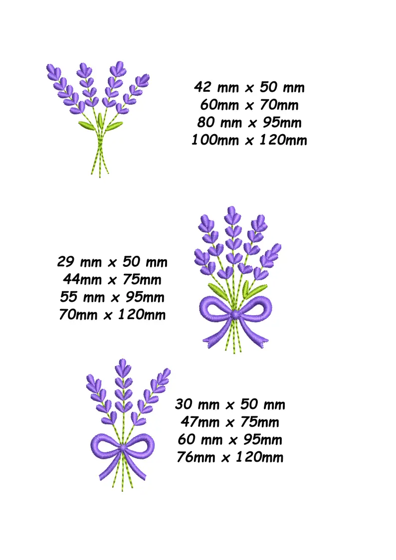 Pack de Matrices de Bordado Lavanda Floral, Diseños Elegantes en Varios Tamaños - Imagen 2